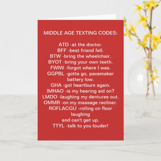 MIDDEN-LEEFTIJDSE KAART VOOR TEXTING BIRTHDAY (Gele Bloem)