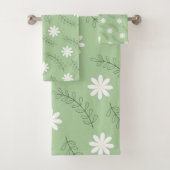  midden-middelbaar groen wit ventilatorpatroon bad handdoek (Insitu)