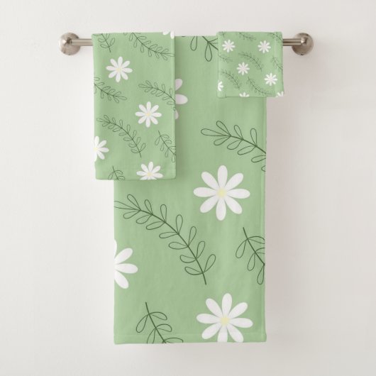  midden-middelbaar groen wit ventilatorpatroon bad handdoek (Insitu)