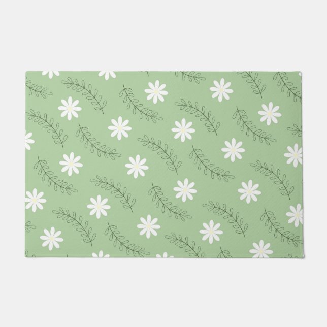  midden-middelbaar groen wit ventilatorpatroon deurmat (Voorkant)