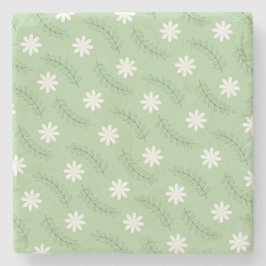  midden-middelbaar groen wit ventilatorpatroon stenen onderzetter