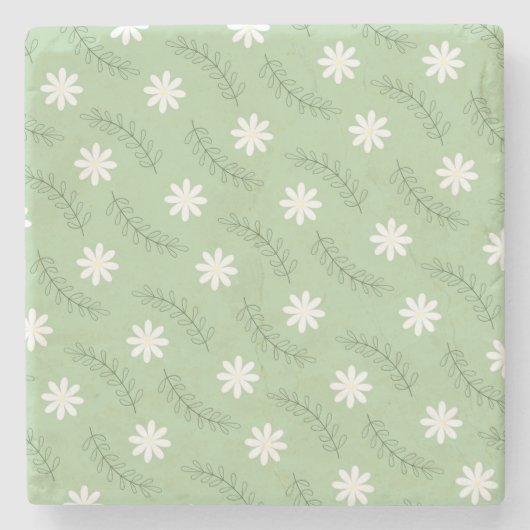  midden-middelbaar groen wit ventilatorpatroon stenen onderzetter (Voorkant)