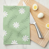  midden-middelbaar groen wit ventilatorpatroon theedoek (Quarter Fold)