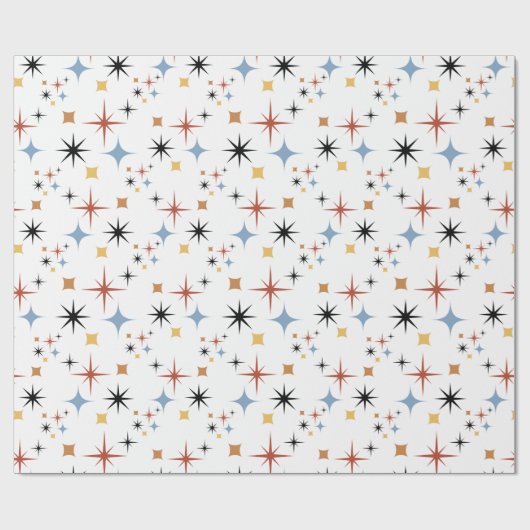 Midden-Midden-Midden Modern 50s Starburst atoomtij Cadeaupapier (Vlak)