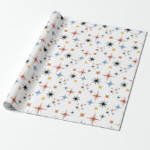 Midden-Midden-Midden Modern 50s Starburst atoomtij Cadeaupapier (Uitgerold)