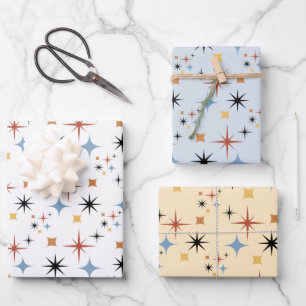 Midden-Midden-Midden Modern 50s Starburst atoomtij Inpakpapier Vel