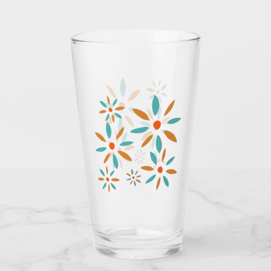 Midden Mod Turquoise Blauwe En Oranje Abstracte Bl Glas (Voorkant)