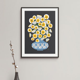 Midden-Mod White Blooms Poster