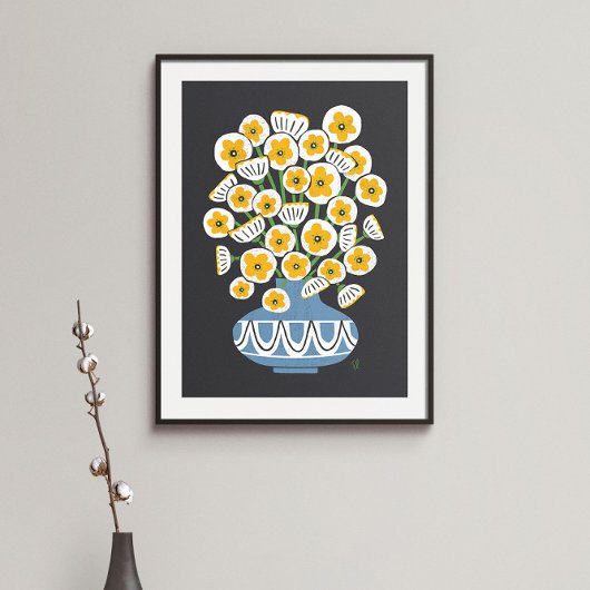 Midden-Mod White Blooms Poster