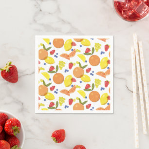 Midden Moderne Grungy Risograaf Boerenmarkt Fruit Servet