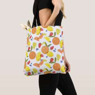 Midden Moderne Grungy Risograaf Boerenmarkt Fruit Tote Bag