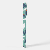 Midden Monogram Letter Blauw & Rood Bloemmotief iPhone Hoesje (Rechterkant)
