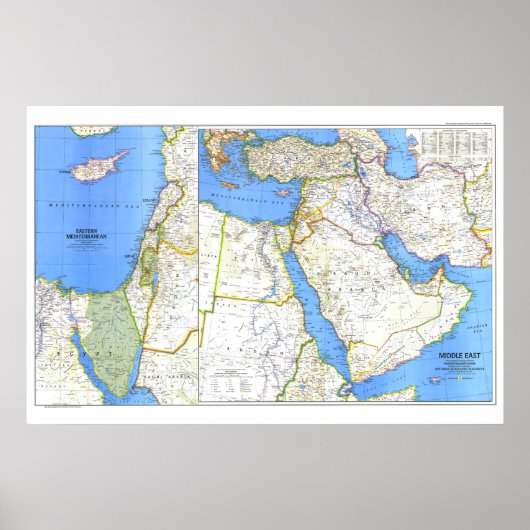 " Midden-Oosten : 1978 Gedetailleerde KAART ... Poster (Voorkant)
