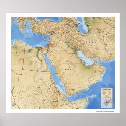 Midden-Oosten - kaart 1993 Poster (Voorkant)