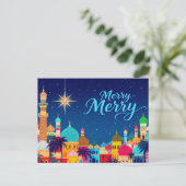 Midden-Oosten Stad Kerstster Feestdagenkaart (Staand voorkant)