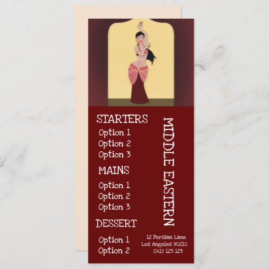 Midden-Oosters restaurant diner menu (Voorkant / Achterkant)