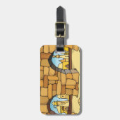 Midden-Oosterse woestijnstad door oude boog Bagagelabel (Voorkant verticaal)