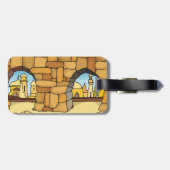 Midden-Oosterse woestijnstad door oude boog Bagagelabel (Achterkant horizontaal)