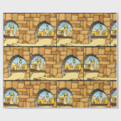 Midden-Oosterse woestijnstad door oude boog Cadeaupapier (Vlak)