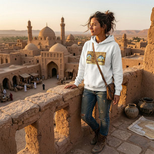 Midden-Oosterse woestijnstad door oude boog Hoodie