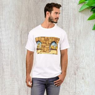 Midden-Oosterse woestijnstad door oude boog T-shirt