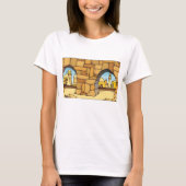 Midden-Oosterse woestijnstad door oude boog T-shirt (Voorkant)