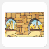 Midden-Oosterse woestijnstad door oude boog Vierkante Sticker (Voorkant)