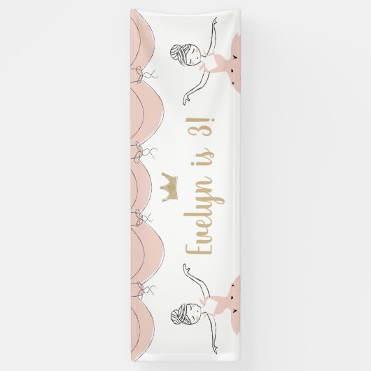 Midden podium Kinder Ballerina Verjaardagsfeest Spandoek (Verticaal)