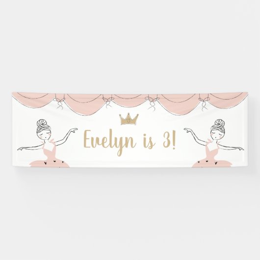Midden podium Kinder Ballerina Verjaardagsfeest Spandoek (Horizontaal)