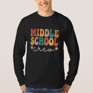 Midden School Crew Retro Groovy Vintage Eerste Dag T-shirt