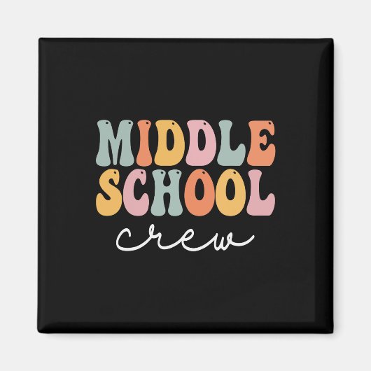 Midden-schoolpersoneel Retro Groovy Vintage eerste Magneet (Voorkant)