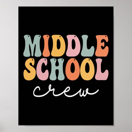 Midden-schoolpersoneel Retro Groovy Vintage eerste Poster (Voorkant)