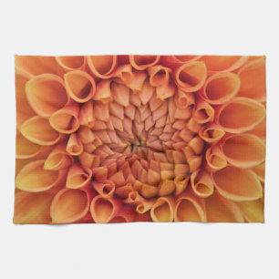 Midden Sinaasappel Dahlia Flower Theedoek