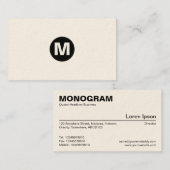 Midden Spot Monogram - Zwart op Wit (Cream) Visitekaartje (Voorkant / Achterkant)