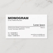 Midden Spot Monogram - Zwart op Wit Visitekaartje (Achterkant)