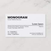 Midden Spot Monogram - Zwart op Wit Visitekaartje (Achterkant)