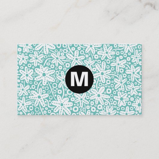 Midden-spotmonogram - Blokkeerontwerp - Lt Aqua Visitekaartje (Voorkant)