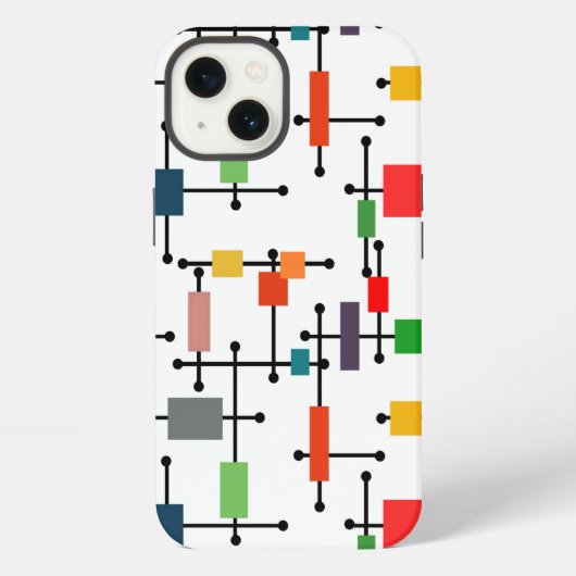 Midden-twintigste-eeuws groot raster iPhone hoesje (Achterkant)