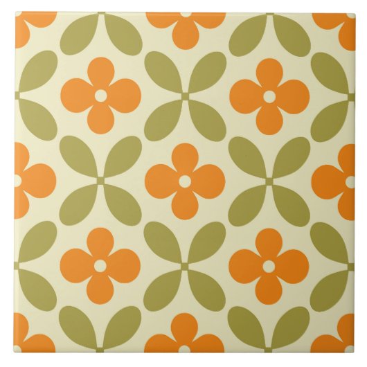 Midden-twintigste-eeuws modernisme in bloei tegeltje (Voorkant)