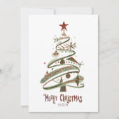 Midden-twintigste-eeuwse modern aquarel kerstkaart (Voorkant)