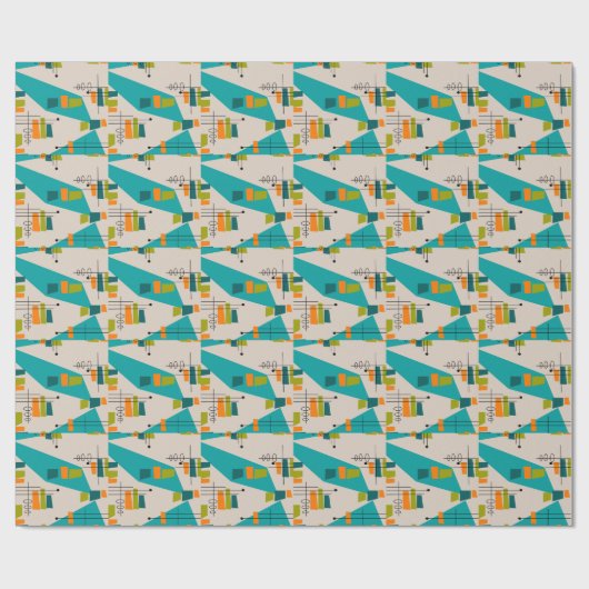 Midden van de eeuw Moderne Abstracte #55 Cadeaupapier (Vlak)