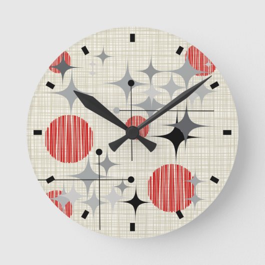 Midden van de eeuw Moderne Starbursts en Ronde Klok (Voorkant)