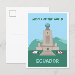 Midden van de wereld Ecuador Vintage Travel Briefkaart