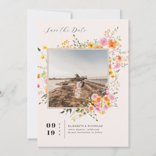 midden van de zomer | Romantische Herfst Bloemen F Save The Date (Voorkant)
