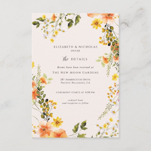 midden van de zomer | Romantische Herfst Bloemen T Informatiekaartje (Voorkant)