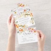 midden van de zomer | Romantische herfstbloemen All In One Uitnodiging (Afscheurbaar)