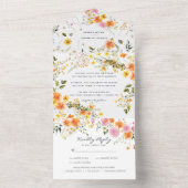 midden van de zomer | Romantische herfstbloemen All In One Uitnodiging (Binnen)