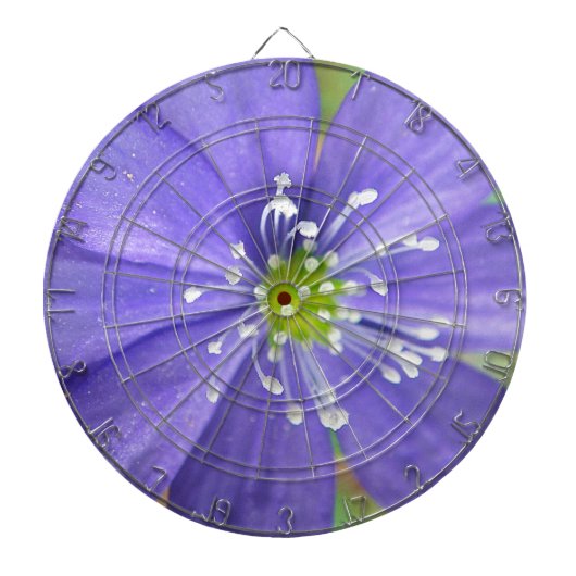 Midden van een blauwe bloem met witte stempels dartbord (Voorkant)