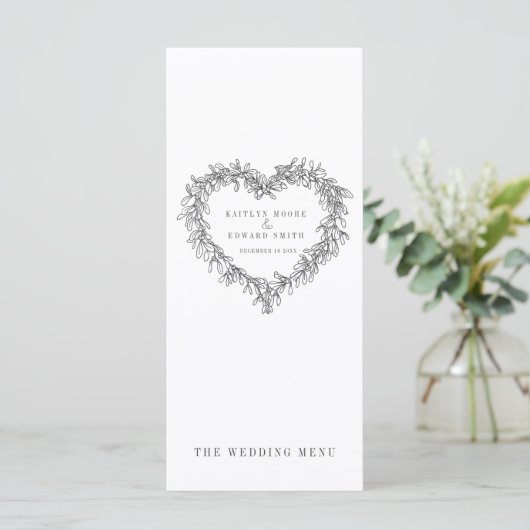 Midden van het borstbeen donkergrijs witte trouwme menu (Staand voorkant)