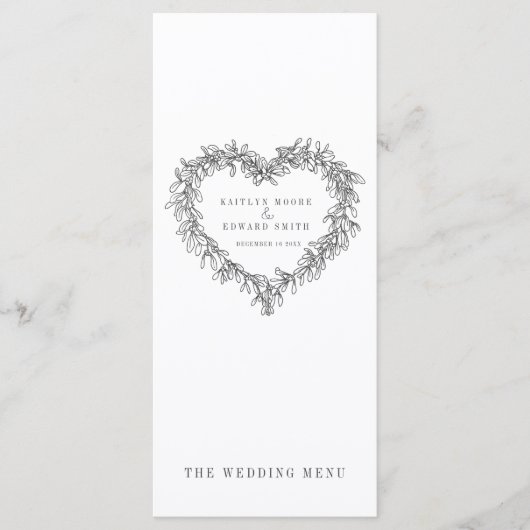 Midden van het borstbeen donkergrijs witte trouwme menu (Voorkant)